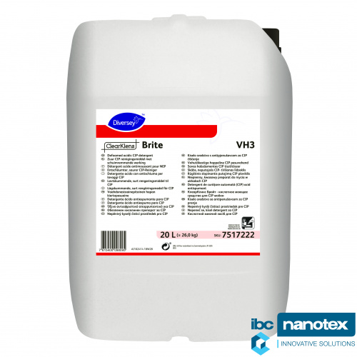 Кислотное CIP-средство на основе фосфорной кислоты ClearKlens Brite (20 литров) для чистых помещений IBC Nanotex