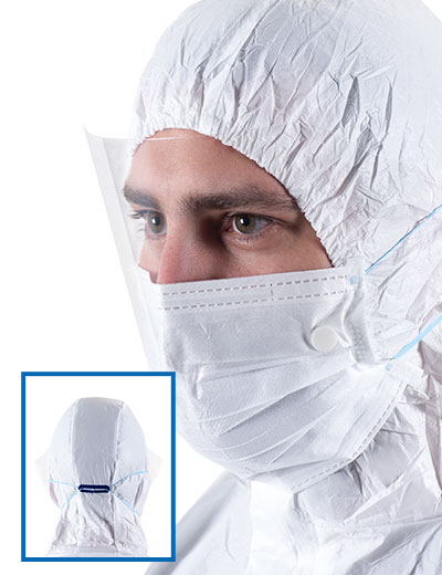 Маска стерильная с лицевым щитком на завязках VFM 210 T-SLOT для чистых помещений
