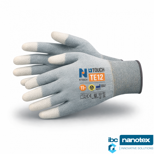 Перчатки трикотажные антистатические с покрытием на пальцах TE12 Npro Ntouch