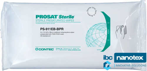Салфетки влажные нетканые стерильные Contec PROSAT Sterile Meltblown Polypropylene Contec, Inc. для чистых помещений