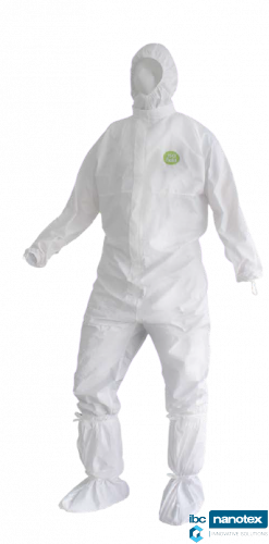 Одноразовый стерильный набор из комбинезона, шлема и высоких бахил Alpha Kits для чистых помещений. IBC NANOTEX