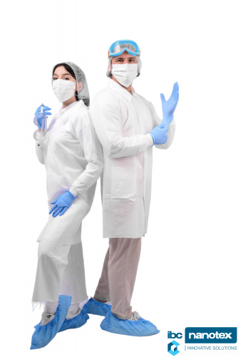 Комплект одежды одноразовый (халат, шапочка-берет, маска, бахилы) NProtect P90 для чистых помещений. IBC NANOTEX